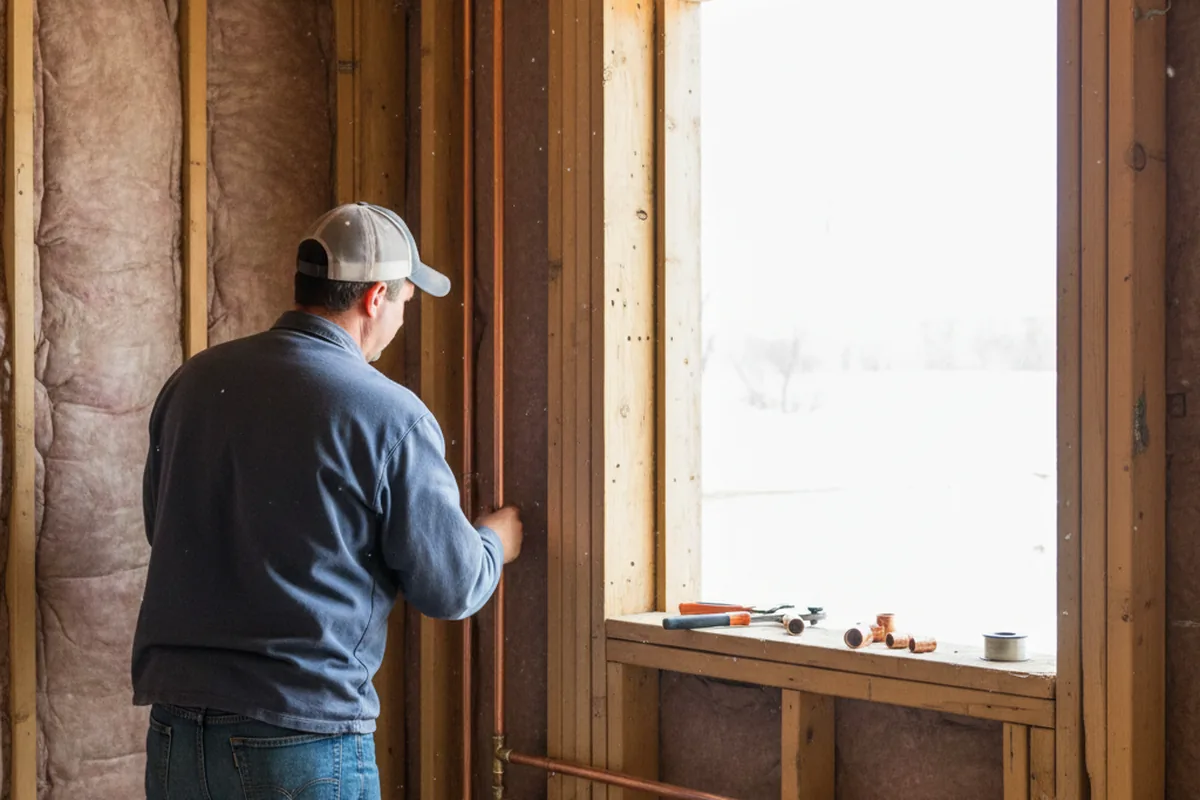 Licensed plumber running new copper supply lines in a Harrisonburg home
